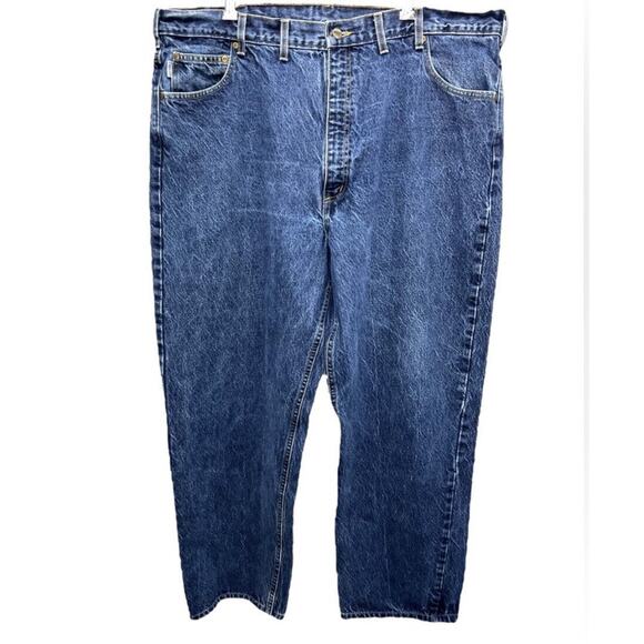 Carhartt Mens Denim Jeans 44x32 Relaxed Fit Work Outdoor Distressed Farm Barn - Picture 1 of 10